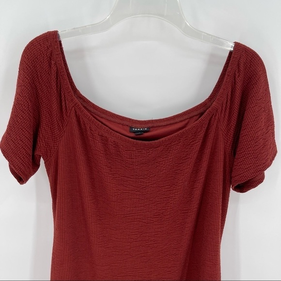 torrid on/off shoulder dress rust cinnamon short sleeves size 1X - Picture 4 of 7